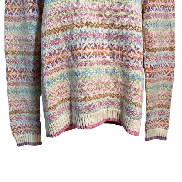 80s Hanna Andersson Pastel Fair Isle Knit Sweater Retro Winter Ski Lodge S - Picture 3 of 9